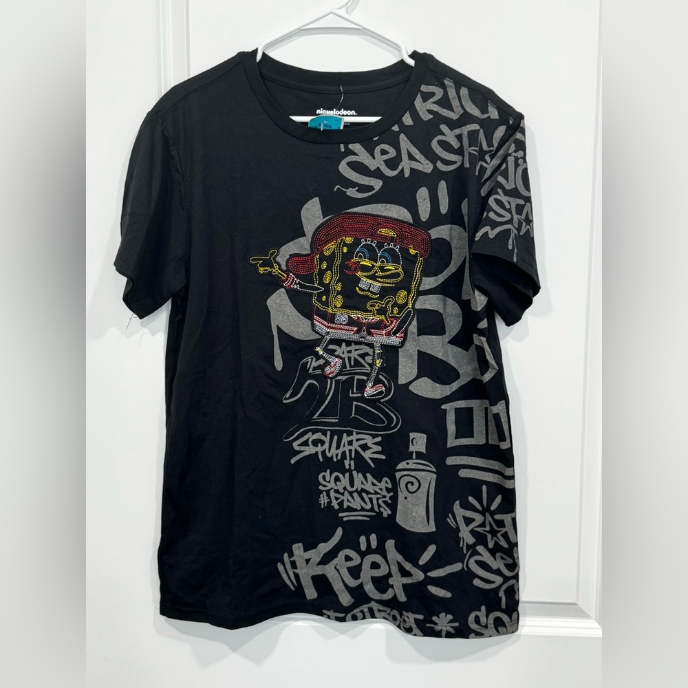 Nickelodeon Black T-Shirt with Graphic SpongeBob Design